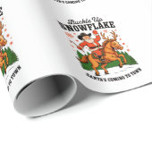 Buckle Up Snowflake Rodeo Cowboy Santa Christmas Cadeaupapier (Rol Hoek)