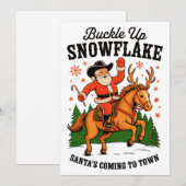 Buckle Up Snowflake Rodeo Cowboy Santa Christmas Feestdagenkaart (Voorkant / Achterkant)