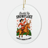 Buckle Up Snowflake Rodeo Cowboy Santa Christmas Keramisch Ornament (Links)