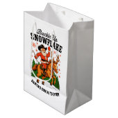 Buckle Up Snowflake Rodeo Cowboy Santa Christmas Medium Cadeauzakje (Voorkant Gekanteld)
