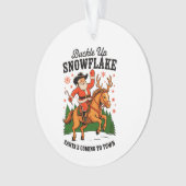 Buckle Up Snowflake Rodeo Cowboy Santa Christmas Ornament (voorkant)