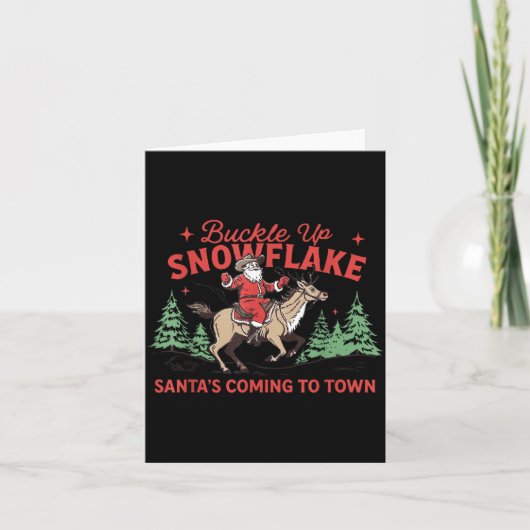 Buckle-up Snowflake Santa's Coming Soon Western Ch Kaart (Voorkant)