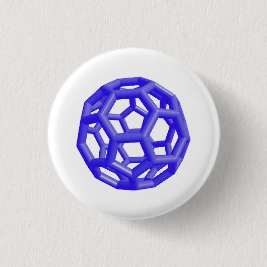 Buckminsterfullerene Molecule (blauw) Ronde Button 3,2 Cm (Voorkant)