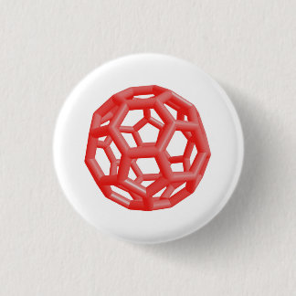 Buckminsterfullerene Molecule (Rood) Ronde Button 3,2 Cm