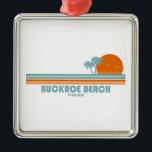 Buckroe Beach Virginia Sun Palm Trees Metalen Ornament<br><div class="desc">Een mooi alternatief voor Virginia Beach Buckroe Beach ligt in Hampton in Kustland Virginia en heeft een kustlijn van bijna een mijl met ongelooflijke uitzichten van de Chesapeake Bay.</div>