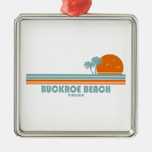 Buckroe Beach Virginia Zon Palm Bomen Metalen Ornament