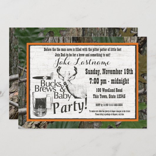 Bucks Beer en Baby shower Kaart (Voorkant / Achterkant)