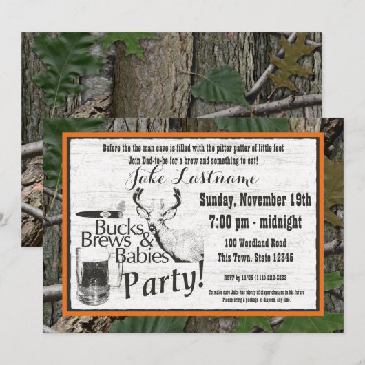 Bucks Bier en Baby Shower Kaart (Voorkant / Achterkant)