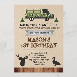 Bucks Trucks Trucks and Ducks party-uitnodiging Kaart