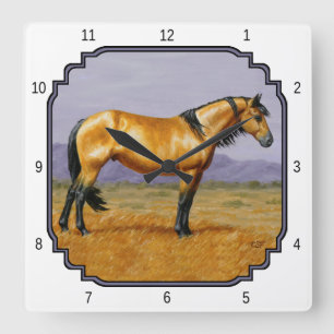 Bucksin Wild Horse Mustang Stallion Vierkante Klok