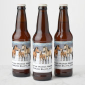 Buckskin Appaloosa paarden bij sneeuw Bier Etiket (Flessen)