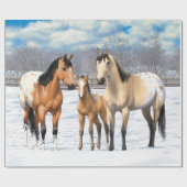 Buckskin Appaloosa paarden bij sneeuw Cadeaupapier (Vlak)