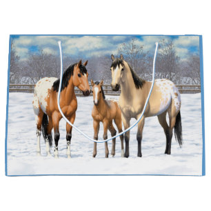 Buckskin Appaloosa paarden bij sneeuw Groot Cadeauzakje