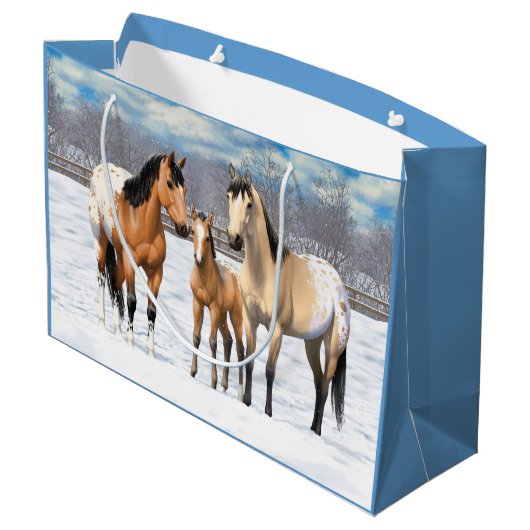 Buckskin Appaloosa paarden bij sneeuw Groot Cadeauzakje (Achterkant Gekanteld)