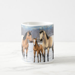 Buckskin Appaloosa paarden bij sneeuw Koffiemok