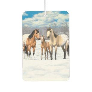 Buckskin Appaloosa paarden bij sneeuw Luchtverfrisser