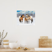 Buckskin Appaloosa paarden bij sneeuw Poster (Keuken)