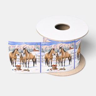 Buckskin Appaloosa paarden bij sneeuw Satijnen Lint