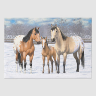 Buckskin Appaloosa paarden bij sneeuw Tissuepapier