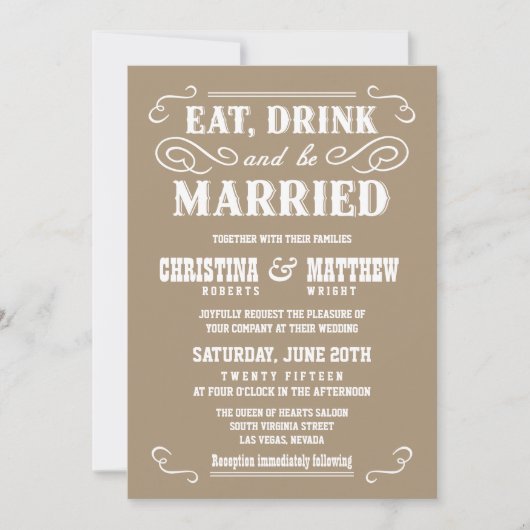 Buckskin Beige Old West Wedding Invitding Kaart (Voorkant)