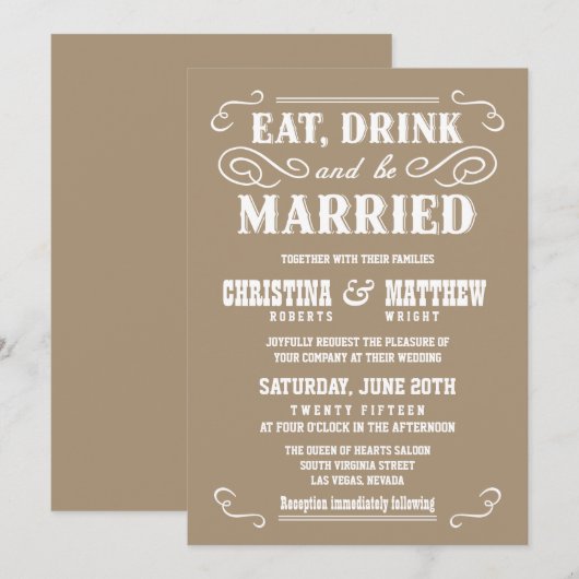 Buckskin Beige Old West Wedding Invitding Kaart (Voorkant / Achterkant)