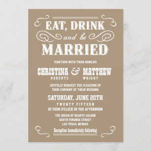 Buckskin Beige Old West Wedding Invitding Kaart