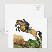 buckskin big leap xc HORSE ART Eventing Briefkaart (Voorkant / Achterkant)