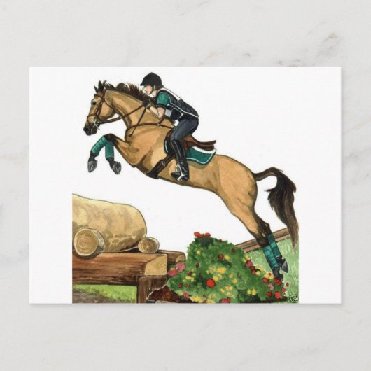 buckskin big leap xc HORSE ART Eventing Briefkaart (Voorkant)