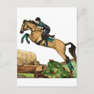 buckskin big leap xc HORSE ART Eventing Briefkaart