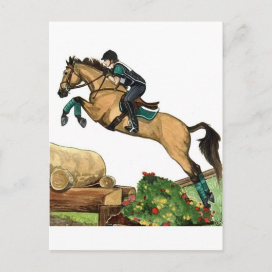 buckskin big leap xc HORSE ART Eventing Briefkaart (Voorkant)