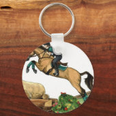 buckskin big leap xc HORSE ART Eventing Sleutelhanger (Voorkant)