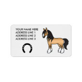 Buckskin Cartoon Gypsy Vanner Shire Horse Etiket (Voorkant)