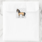 Buckskin Cartoon Gypsy Vanner Shire Horse Vierkante Sticker (Tas)