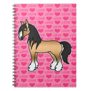 Buckskin Cartoon Gypsy Vanner Shire Liefde Notitieboek