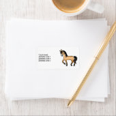 Buckskin Cute Cartoon Dravend Paard & Aangepaste T Etiket (Insitu)