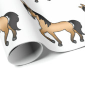 Buckskin Cute Cartoon Trotting Horse Pattern Cadeaupapier (Rol Hoek)