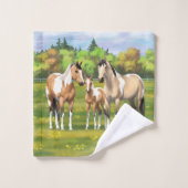 Buckskin deun verfpaarden in zomerdeeg bad handdoek (Wasdoekje)