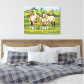 Buckskin deun verfpaarden in zomerdeeg canvas afdruk (Insitu (Slaapkamer))