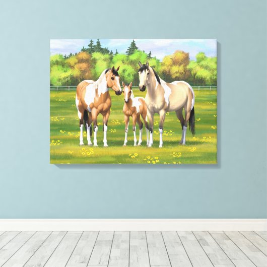 Buckskin deun verfpaarden in zomerdeeg canvas afdruk (Insitu (Houten vloer))
