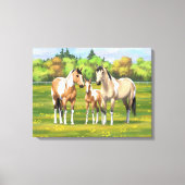 Buckskin deun verfpaarden in zomerdeeg canvas afdruk (Voorkant)