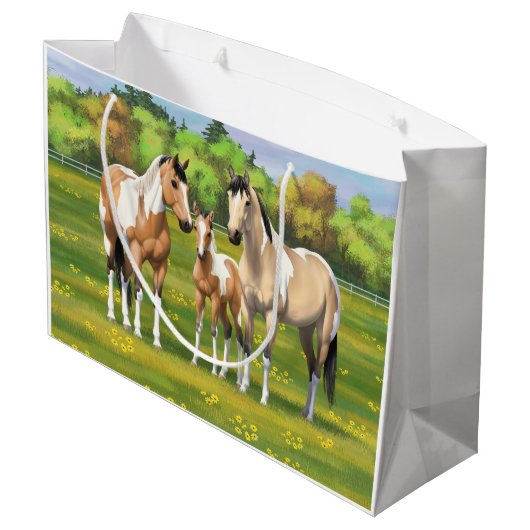 Buckskin deun verfpaarden in zomerdeeg groot cadeauzakje (Achterkant Gekanteld)