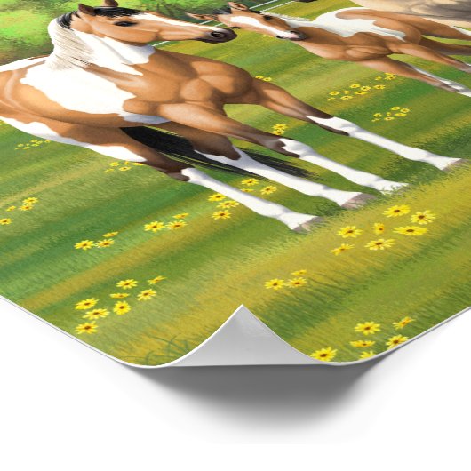 Buckskin deun verfpaarden in zomerdeeg poster (Hoek)