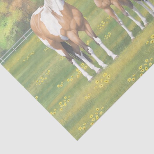 Buckskin deun verfpaarden in zomerdeeg tissuepapier (Detail)