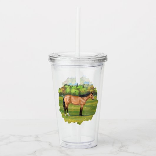 Buckskin Dun Quarter Horse Acryl Drinkbeker (Voorkant)