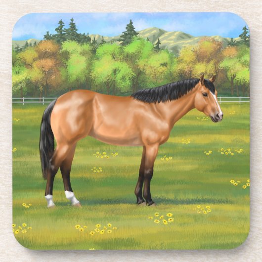 Buckskin Dun Quarter Horse Bier Onderzetter (Voorkant)