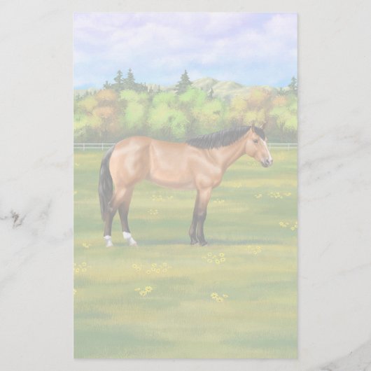 Buckskin Dun Quarter Horse Briefpapier (Achterkant)