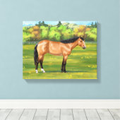 Buckskin Dun Quarter Horse Canvas Afdruk (Insitu (Houten vloer))