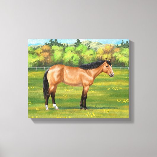 Buckskin Dun Quarter Horse Canvas Afdruk (Voorkant)