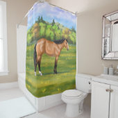 Buckskin Dun Quarter Horse Douchegordijn (In situ)