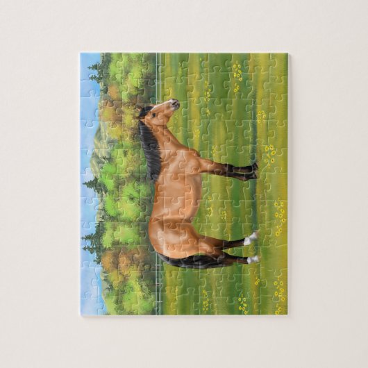Buckskin Dun Quarter Horse Legpuzzel (Verticaal)